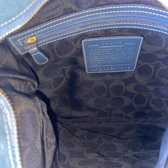 Vintage Coach Blue Suede Leather Crossbody Bag Purse Zip Top #G04S-1419 - Picture 5 of 9